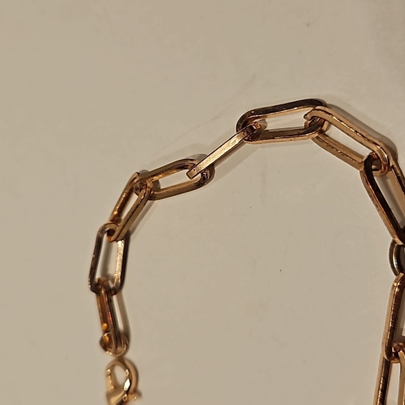 Vintage Mother of Pearl & Rhinestone Gold-Tone Link 7.5" Bracelet - Picture 3 of 5